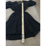 Madewell  Seersucker Black Puff Sleeve Cutout Mini Dress Size Medium Preppy Photo 8