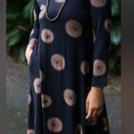 Komil Black Cocoon Long Sleeve Graphic Print Midi Dress Size Small Blue Photo 0