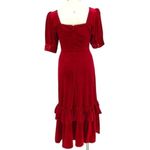 Rachel Parcell Puff Sleeve Peplum Skirt Midi Dress Red Velvet Size Small NWT Photo 5