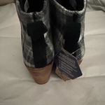 Toms NWT Black and Gray Plaid Wedge Booties Photo 3