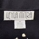 Vintage 90's Cardigan M 100% Silk Knit Floral Embroidered Cottagecore Bow Tie Black Size M Photo 5