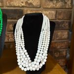 Vintage six strand Green and White beaded necklaces Photo 2