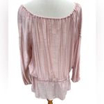 NICK & MO Embroidered Pink Blush Sheer Drop Waist Peasant Blouse Size M Photo 3
