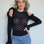 Jill Stuart Perforated Cutout Shoulder Knit Top Photo 3