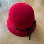 Betmar Women’s Valerina Red Wool Hat with Black Leather Bow Photo 9