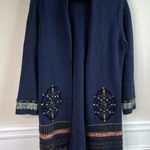 Chico's Chico’s navy blue embellished wool blend open front sweater cardigan size 8 Photo 0