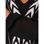 Anthropologie  Addison Story Black White V Neck Chevron Print Sweater Small Photo 3