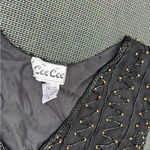 Vintage silk beaded black vest by ceecee size large gold retro 90s‎ fall winter Photo 5