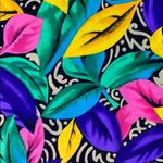 VINTAGE VIBRANT FUNKY ABSTRACT LEAF PRINT BLOUSE Purple Photo 3