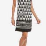 Black and white geometric print mock neck shift dress size 6 Photo 0