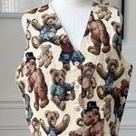 Vintage 90s Northern Traditions Teddy Bear Tapestry Vest XL Tan Photo 1