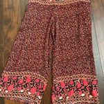 Free People  Boho Red Black Floral Crop Jumpsuit Size Medium Photo 10