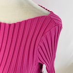 ASTR New Ribbed Knit Off Shoulder Long Sleeve Slit Midi Sweater Dress Pink XS Photo 12