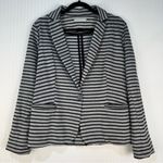 Olivia Moon  Striped Black/Gray Stretch Knit Blazer Jacket Women's Size Medium Photo 1