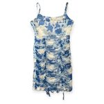 Missguided  Blue Japanese Dragon Floral Ruched Bodycon Mini Dress Size 2 Y2K Photo 3