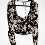 Free People NWT Hilary Printed Top Long Sleeve Black Combo Women's Size Medium Photo 2