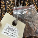 Hinge NWT  navy charcoal gold cactus V neck Blouse Photo 4