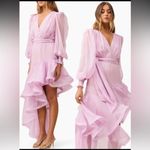 Elliatt NEW  Louise high low belted Ruffle lilac Gown Sz L Photo 3