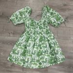 STAUD Faye Puff Sleeve Clove Toile Green Mini Dress Photo 4