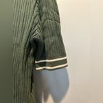 Varley  Napier Fit Striped Ribbed Cotton Blend Knit 1/4 zip short sleeve polo top Photo 5