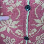 Icelandic Design Cardigan Sweater Womens Medium Pink Floral Button Up Cotton Ray Photo 3