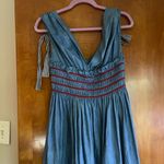 Miu Miu  Blue Midi Dress with Red Accents Photo 2