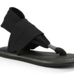 Sanuk  Black Yoga Mat Sling Back Flip Flops Beach Comfort Sandals Women’s Size 9 Photo 0