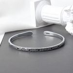 Boutique Boho Engraved 925 Sterling‎ Silver Cuff Bracelet, 58cm Adjustable Photo 2