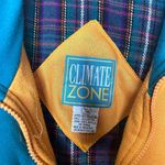 American Vintage Vinatge 90s 1990s Yellow and teal jacket blanket lines size 14 Climate zone Photo 5