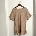 Flax  Womens Shirt Tunic Beige Tan Short Sleeve Diamond Pattern Size Large Photo 1