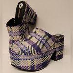 Larroude Plaid Print Mules Platform Clogs Women’s Purple & Green Size 5 Photo 2