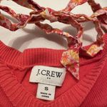 J.Crew  Shirt Women's Size Small Pink Back Floral‎ Bow Tie Short Puff Sleeve Photo 2