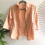 Riders By Lee Riders orange white striped button down shirt 3/4 sleeve Photo 0
