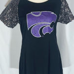 Gameday Couture Short Raglan Sleeves Silver Sequins Kansas State Wildcats Shirt Purple Size L Photo 0