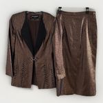 EVA POLINI Women's 10/Gold Skirt Suit Jacket metallic Formal Evening Rhinestone Gold Size 8 Photo 1
