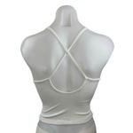 Women's White Embroidered I Like Men Rib Knit Sleeveless Cami Tank Top Size S Photo 2