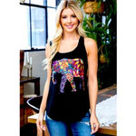 LA SOUL Navy Floral Peaceful Elephant Graphic Tank Top Lightweight Summer Shirt Blue Size L Photo 4