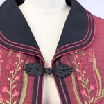 Womens Embroidered Asian Style Jacket Size 40 US M Floral Kimono Tang Feminine Red Size M Photo 1