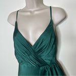 Mac Duggal Mac Duggar SATIN RUFFLED ASYMMETRICAL GOWN in Emerald Green sz 6 Photo 7