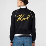 Karl Lagerfeld Paris Karl Patch Varsity Bomber Jacket Women’s Medium Photo 1