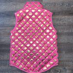 Simply Southern Pink with Gold Elephants Puff Vest Size Large Photo 3