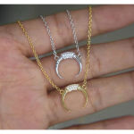 Boutique NEW Women's Gold-Plated Crescent Moon‎ Horn Necklace Size 16 + 2” Photo 10