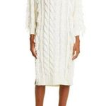 Farm Rio Cable Knit Turtleneck Long Sleeve Off White Sweater Dress Size M NWT Photo 0