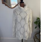 A New Day Women's Ivory Knit Open Weave Turtleneck Sweater Cozy Medium Photo 1