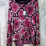 DKNY Color-block Size Large Over Sized Python Print Sweater Long Sleeve Crewneck Photo 1