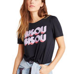 Anthropologie Bisou Living Beyond Breast Cancer Graphic Tee Black Pink Size XS Photo 0