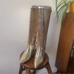 Worthington 9.5 Metallic Gold Knee High Boots Stiletto Glam Party Statement Photo 3
