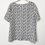 J.Crew [] Black White Giraffe Novelty Print Short Sleeve Round Neck Blouse Sz XL Photo 2