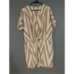 Lou & grey for Loft Brown Sugar Cream Ikat Self Tie Romper Womens Size XL Photo 2