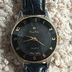 Pierre Nicol‎ women’s vintage genuine leather black/gold adjustable watch Black Photo 1